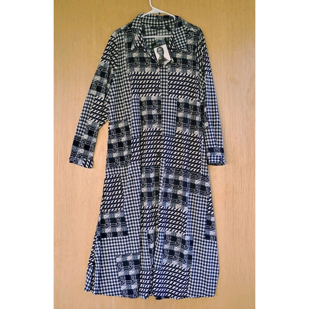 Attitude by Renee Duster Maxi Dress Black & White  Size  1XL NWT Bottom closure